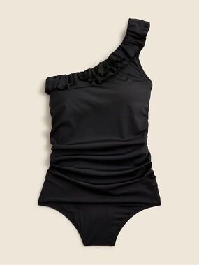 J Crew matte ruffle one shoulder one piece swimsuit